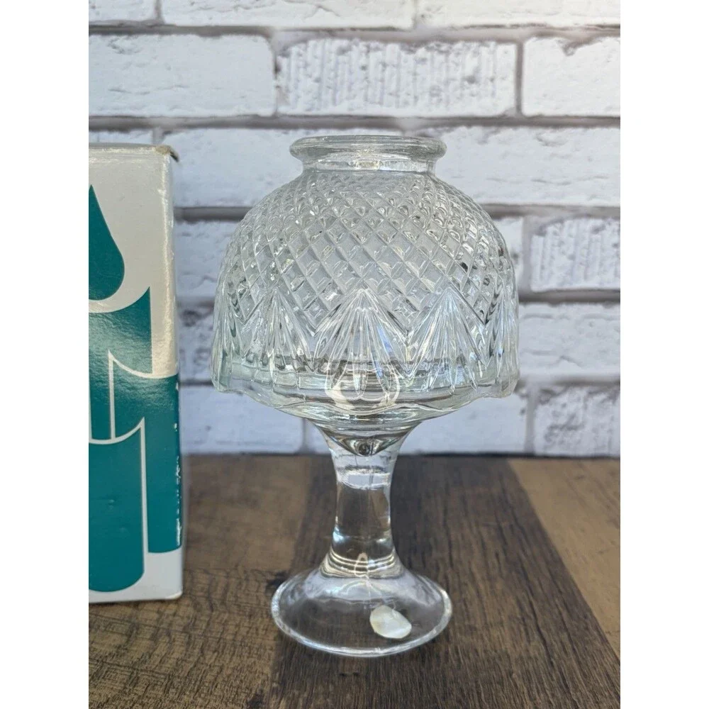 Vintage FAIRY LAMP Partylite Clear Pineapple Fan Diamond Pattern New Open Box - Picture 2 of 14